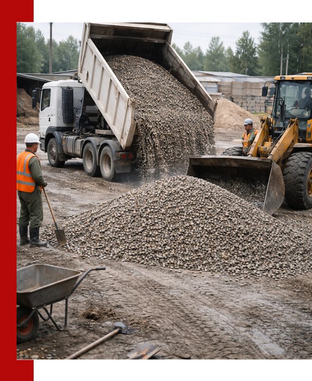 Мытый гравий с доставкой в Воркуте от карьера до участка