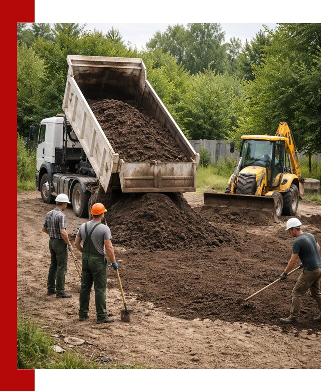 Доставка и укладка грунта для выравнивания участка в Воркуте