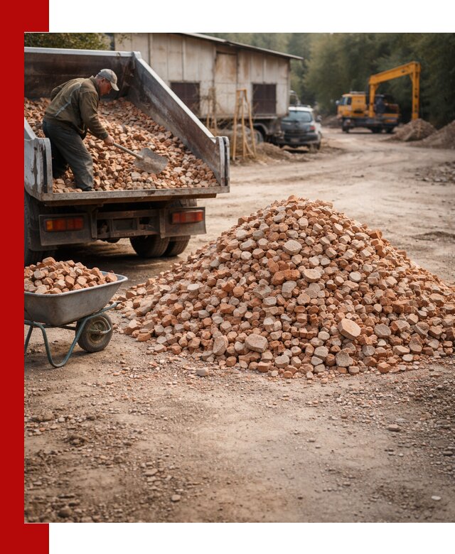 Доставка и подушка из боя кирпича с разгрузкой в Воркуте