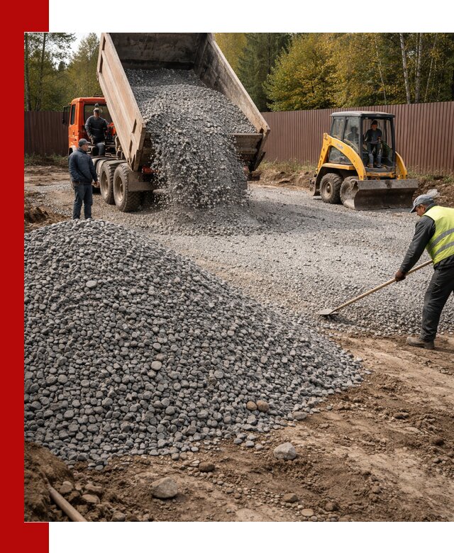 Отсыпка участка щебнем с доставкой и уплотнением в Воркуте